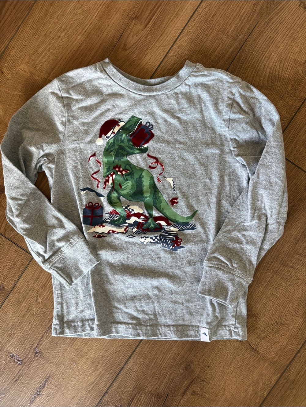 Tommy Bahama Gray Long-Sleeve Tee with Green Holiday Dinosaur